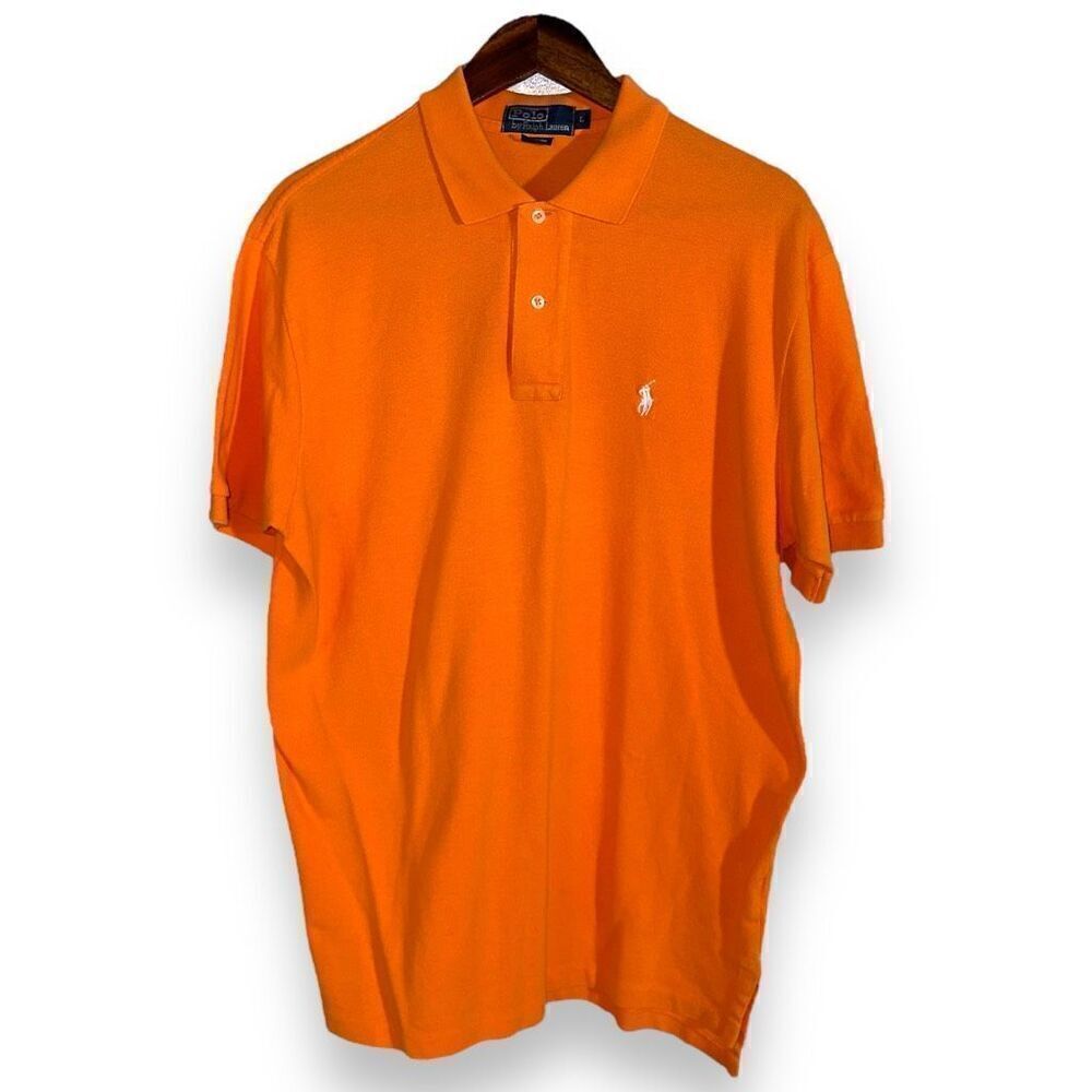 Polo Ralph Lauren Sailing Orange Pique Polo Shirt Size L